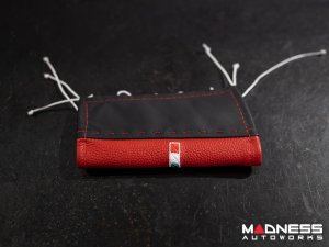 FIAT 500 eBrake Handle Cover - Black Italy - Leather - Black/ Red Tuxedo 